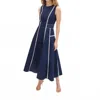 Tanya Taylor Sloane Cotton Poplin Midi Dress In Midnight In Blue
