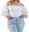 Tanya Taylor Sloane Of-shoulder Top - Plus In White In White