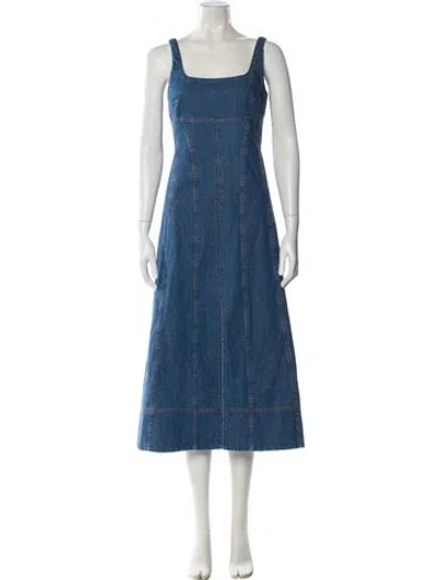 Pre-owned Tanya Taylor Square Neckline Long Dress W/ Tags In Blue