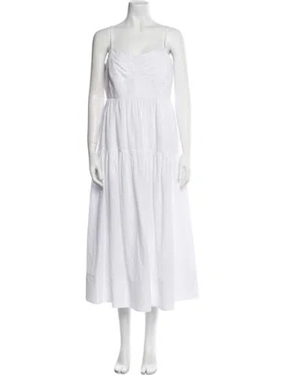 Pre-owned Tanya Taylor Square Neckline Long Dress In White