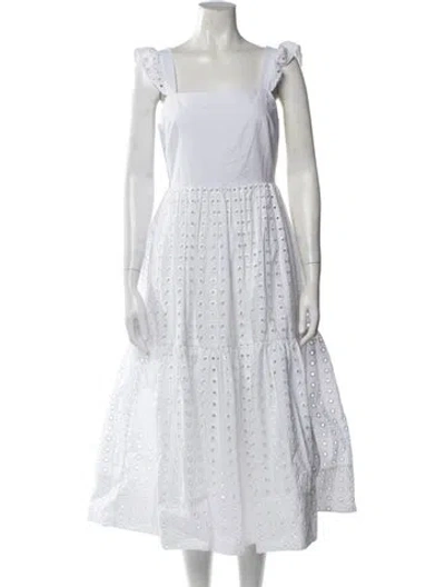 Pre-owned Tanya Taylor Square Neckline Long Dress In White