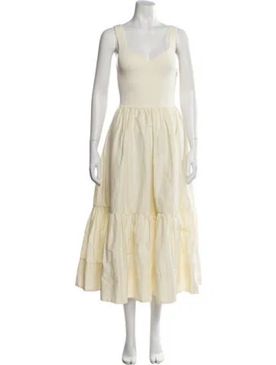 Pre-owned Tanya Taylor Square Neckline Midi Length Dress In Neutral