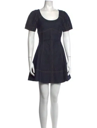 Pre-owned Tanya Taylor Square Neckline Mini Dress In Blue