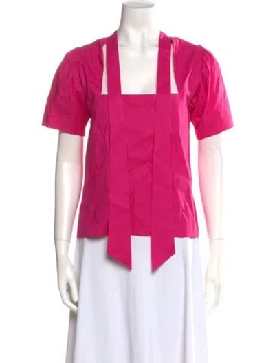 Pre-owned Tanya Taylor Square Neckline Short Sleeve Top In Pink