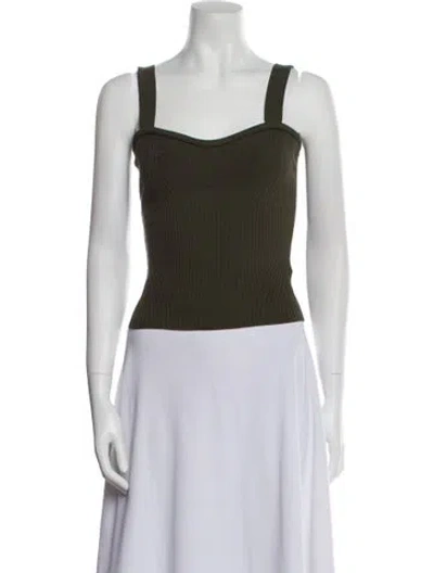 Pre-owned Tanya Taylor Square Neckline Sleeveless Crop Top In Green