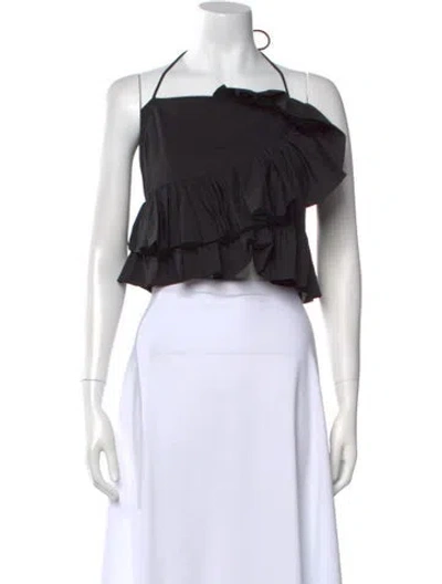 Pre-owned Tanya Taylor Square Neckline Sleeveless Crop Top W/ Tags In Black