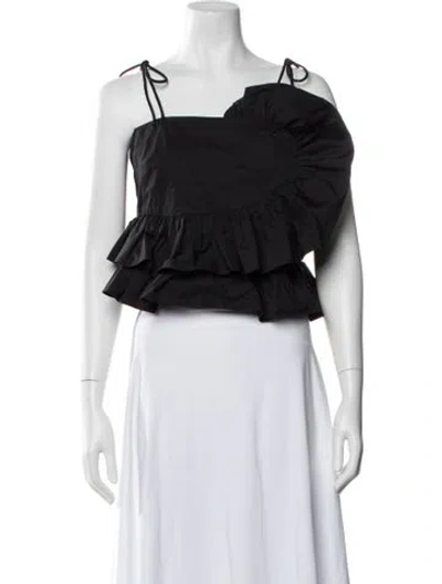 Pre-owned Tanya Taylor Square Neckline Sleeveless Top In Black