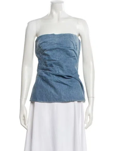 Pre-owned Tanya Taylor Strapless Top W/ Tags In Blue
