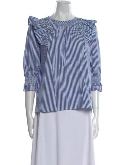 Pre-owned Tanya Taylor Striped Crew Neck Blouse In Multi