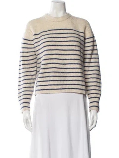 Pre-owned Tanya Taylor Striped Crew Neck Sweater In Neutral