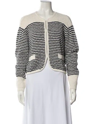 Pre-owned Tanya Taylor Striped Crew Neck Sweater In White
