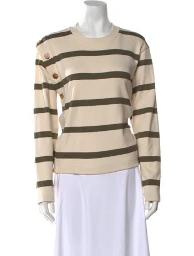 Pre-owned Tanya Taylor Striped Crew Neck Sweatshirt In Green