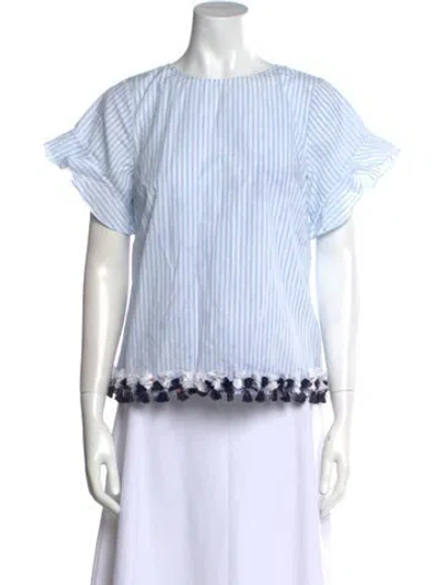 Pre-owned Tanya Taylor Striped Crew Neck Top In Blue