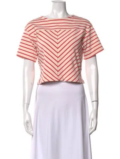 Pre-owned Tanya Taylor Striped Crew Neck Top In Red/white