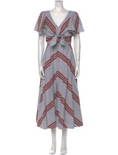 Pre-owned Tanya Taylor Striped Long Dress In Gray