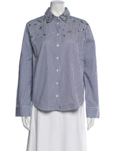 Pre-owned Tanya Taylor Striped Long Sleeve Button-up Top In Multi