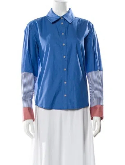 Pre-owned Tanya Taylor Striped Long Sleeve Button-up Top W/ Tags In Multi