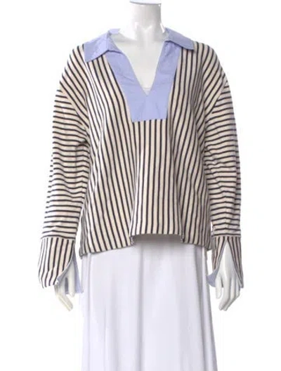 Pre-owned Tanya Taylor Striped Long Sleeve Top In Neutral