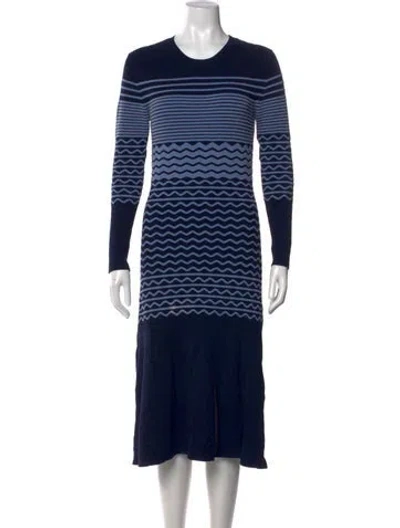 Pre-owned Tanya Taylor Striped Midi Length Dress In Blue