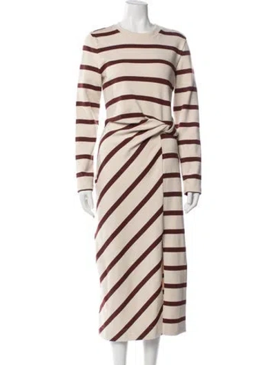 Pre-owned Tanya Taylor Striped Midi Length Dress In Neutral