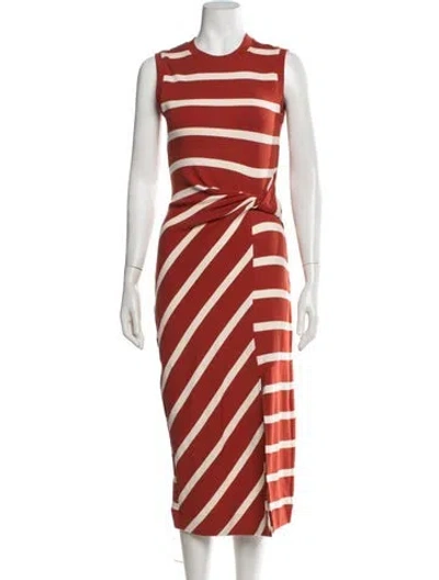 Pre-owned Tanya Taylor Striped Midi Length Dress In Orange