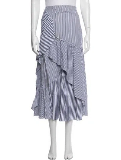 Pre-owned Tanya Taylor Striped Midi Length Skirt In Blue