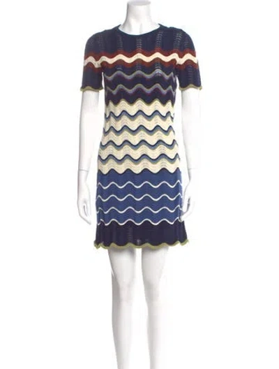 Pre-owned Tanya Taylor Striped Mini Dress In Blue