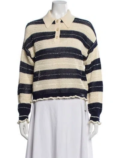 Pre-owned Tanya Taylor Striped Mock Neck Sweater In Blue