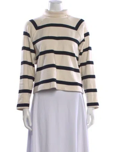 Pre-owned Tanya Taylor Striped Mock Neck Top In Neutral