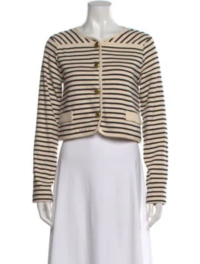Pre-owned Tanya Taylor Striped Scoop Neck Sweater In Neutral
