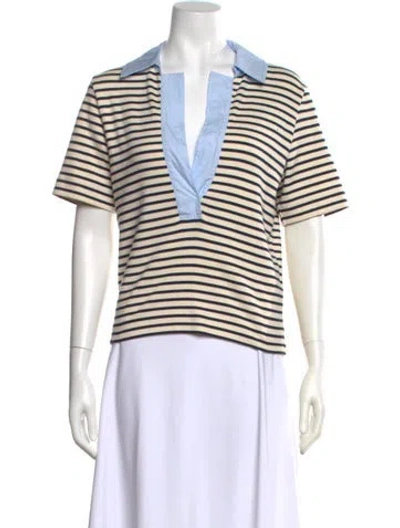 Pre-owned Tanya Taylor Striped Short Sleeve Polo