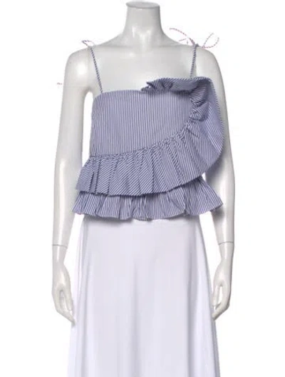 Pre-owned Tanya Taylor Striped Square Neckline Crop Top In Multi