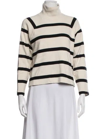Pre-owned Tanya Taylor Striped Turtleneck Sweater In White