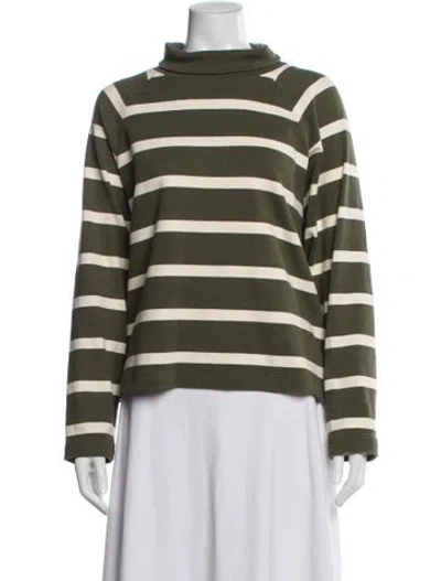 Pre-owned Tanya Taylor Striped Turtleneck Top In Green