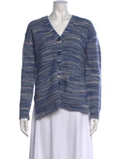 Pre-owned Tanya Taylor Striped V-neck Sweater In Blue