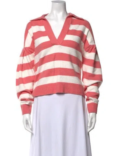 Pre-owned Tanya Taylor Striped V-neck Sweater In Pink