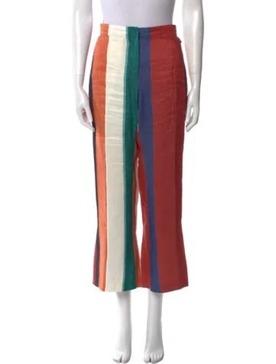 Pre-owned Tanya Taylor Striped Wide Leg Pants In White