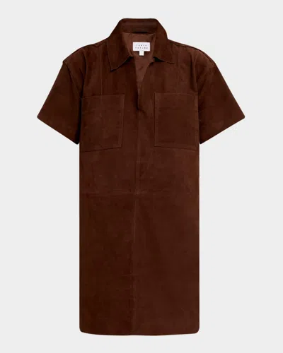Tanya Taylor Tabby Suede Mini Dress In Brown