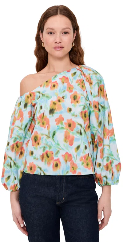 Tanya Taylor Tabitha Top Powder Blue Multi In Green