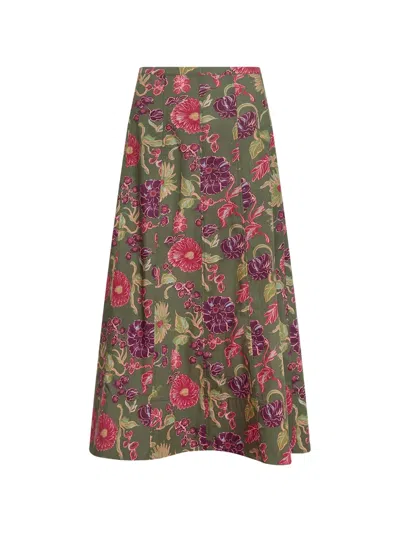 Tanya Taylor Tavia Floral-print Midi Skirt In Green