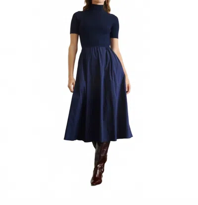 Tanya Taylor Teresa Knit Dress In Maritime Blue In Yellow