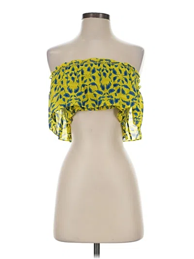 Pre-owned Tanya Taylor Tube Top Yellow Strapless Neckline Tops