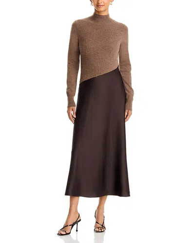 Tanya Taylor Vera Turtleneck Midi Dress In Brown