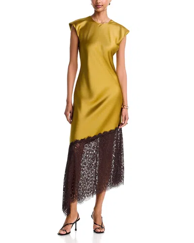 Tanya Taylor Violeta Lace Combo Dress In Yellow