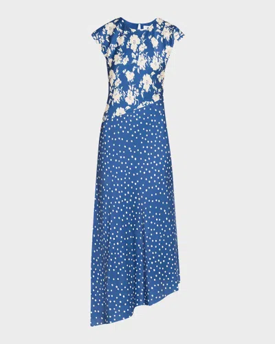 Tanya Taylor Violeta Printed Silk-blend Maxi Dress In Blue