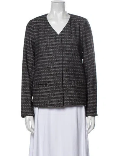 Pre-owned Tanya Taylor Virgin Wool Tweed Pattern Evening Jacket In Black