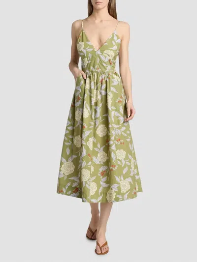 Tanya Taylor Vivien Dress In Artichoke Lilac Multi In Green