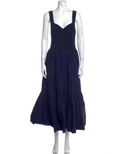 Pre-owned Tanya Taylor V-neck Long Dress W/ Tags In Blue