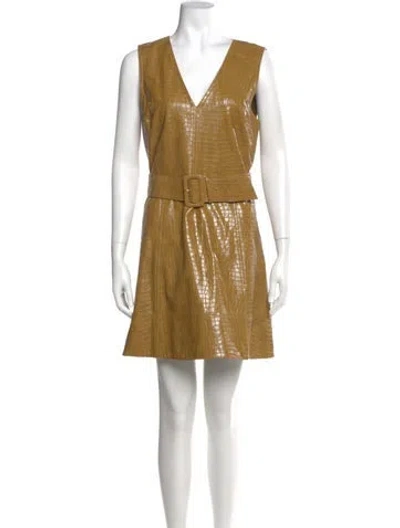 Pre-owned Tanya Taylor V-neck Mini Dress In Brown