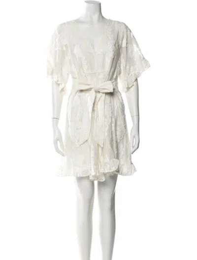 Pre-owned Tanya Taylor V-neck Mini Dress In Neutral